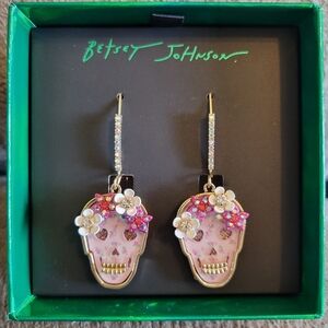 Betsey Johnson Pink Skull Earrings